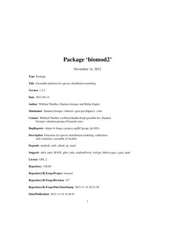 Package 'biomod2' - open source solution for an Internet free ...