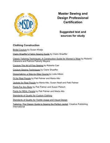 Master Sewing and Design Professional Certification Suggested text ...