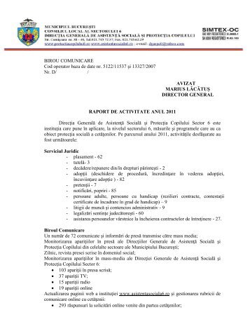 Raport de activitate pentru anul 2011 (.pdf ) - DirecÅ£ia GeneralÄ de ...