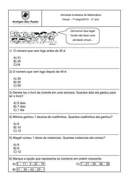 1 O Naºmero Que Vem Logo Antes De 30 A C A 31 B 29 C