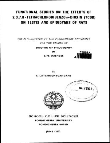 ON TESTIS AND EPlDlDYMlS OF RATS - Pondicherry University ...