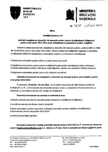 Adresa ISJ - manuale scolar.pdf - ISJ Olt