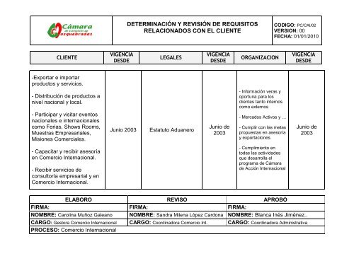 Matriz CLIO _2 - CÃ¡mara de Comercio de Dosquebradas