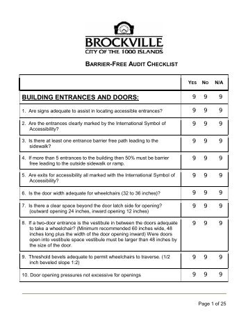 Barrier Free Checklist - City of Brockville
