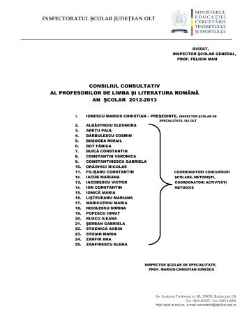 CONSILIUL CONSULTATIV LB. SI LIT. ROMANA 2013.pdf - ISJ Olt
