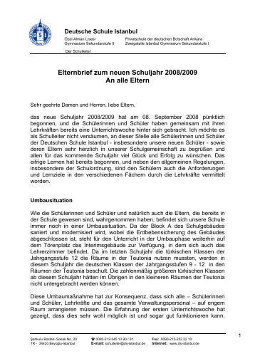 Elternbrief zum neuen Schuljahr 2008/2009 An alle Eltern