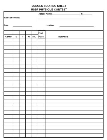 Scoring Sheets