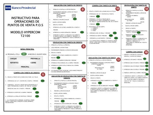 Instructivo modelo Hypercom T2100 - Banco Provincial