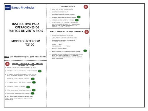 Instructivo modelo Hypercom T2100 - Banco Provincial