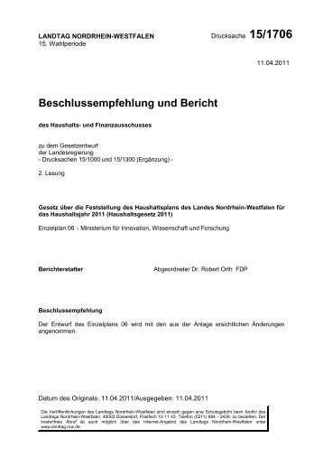 Beschlussempfehlung und Bericht - Die Linke NRW