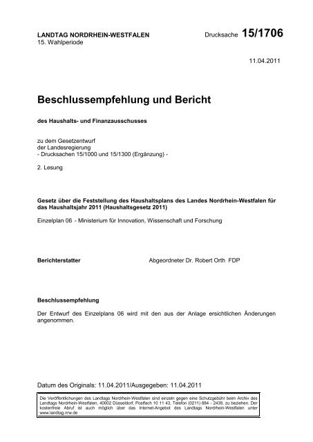 Beschlussempfehlung und Bericht - Die Linke NRW