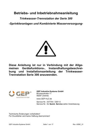 Betriebs- und Inbetriebnahmeanleitung - GEP