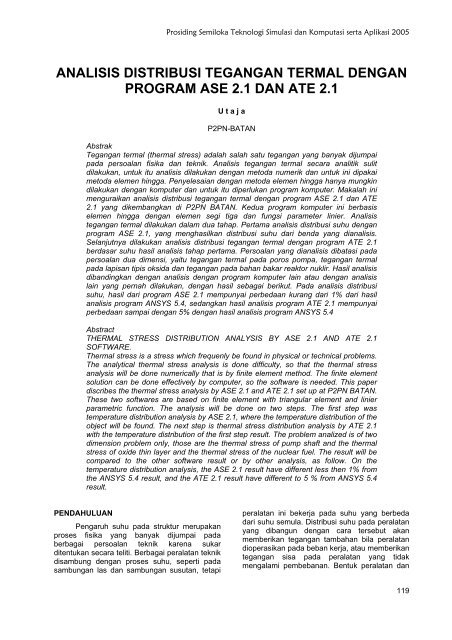 analisis distribusi tegangan termal dengan program ase ... - KM Ristek