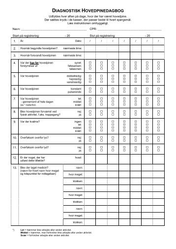 DIAGNOSTISK HOVEDPINEDAGBOG