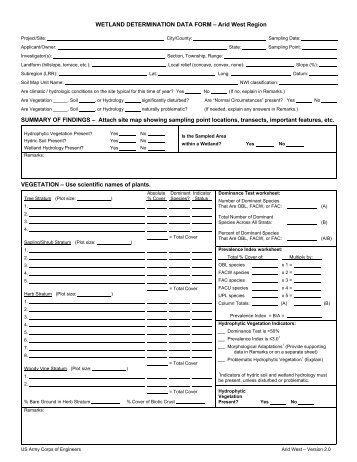 Arid West Data Form (PDF) - U.S. Army