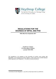 regulations for the degrees of mphil and phd - Heythrop College
