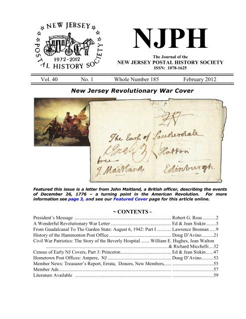 185 - New Jersey Postal History Society