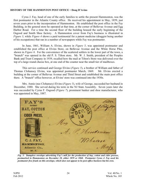 185 - New Jersey Postal History Society