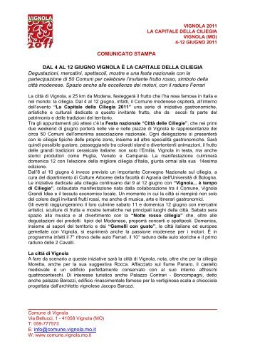 Vignola 2011 Capitale della Ciliegia.pdf - Comune di Vignola