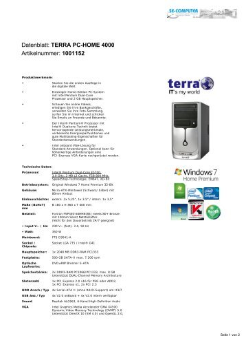 Datenblatt: TERRA PC-HOME 4000 Artikelnummer ... - SE-Computer