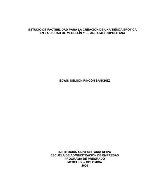 estudio de factibilidad para la creaciÃ³n de una tienda erÃ³tica en la 