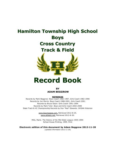 Record Book - Hamilton Local Schools