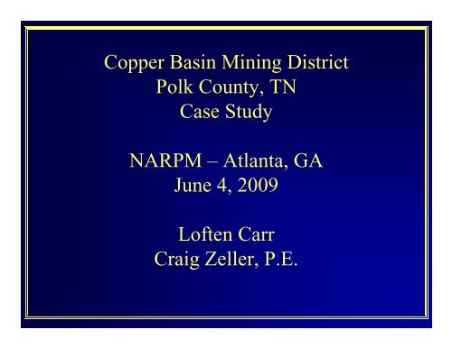 Copper Basin Mining District Polk County, TN Case Study NARPM ...