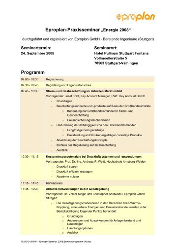Seminarprogramm - Eproplan GmbH