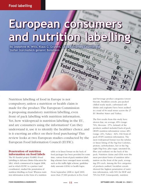 european consumers and nutrition labelling - The European Food ...