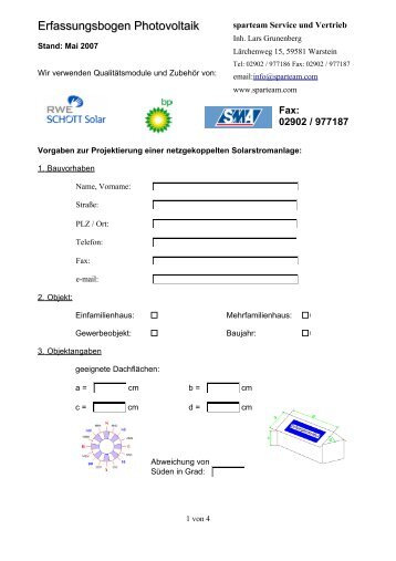 Erfassungsbogen Photovoltaik - Sonne-nrw.de