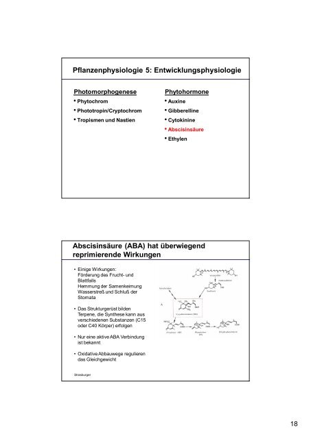 Pflanzenphysiologie 5: Entwicklungsphysiologie Licht ... - ZMBH