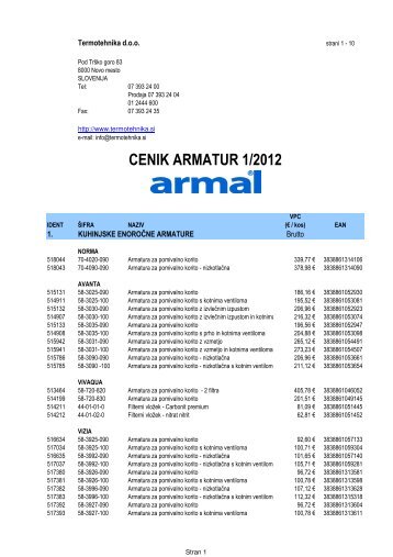 2012 Armal_cenik - Termotehnika d.o.o.