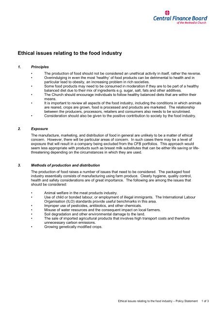 Ethical Issues Relating To The Food Industry