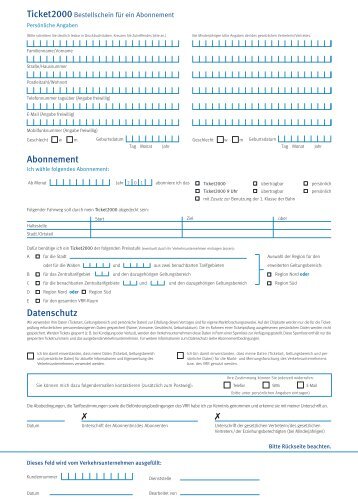 Abonnement Datenschutz X X - VRR