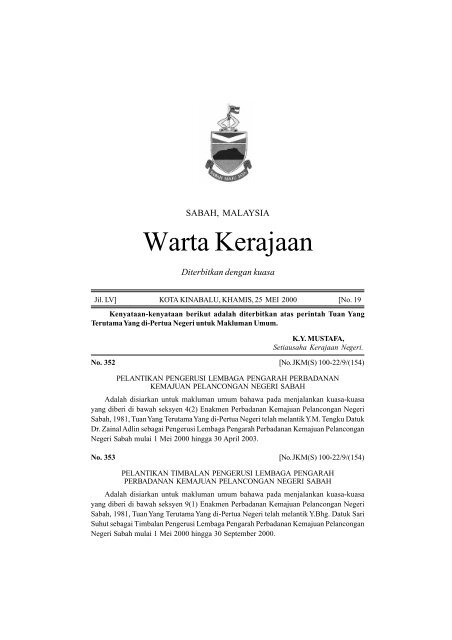 Warta Kerajaan - Sabah