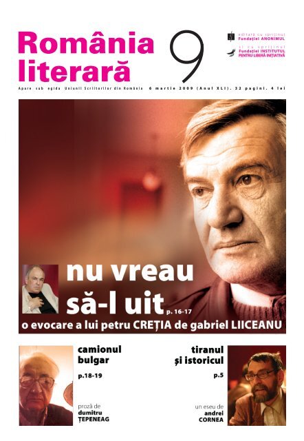 Apare sub egida Uniunii Scriitorilor din RomÃ¢nia 6 m a r t i e 2 0 0 9 ...