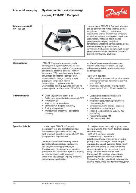 System pomiaru zuËycia energii cieplnej EEM-CP II Compact