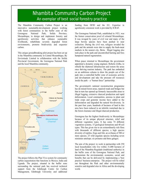 First leaflet on the flagship project in Mozambique - Envirotrade