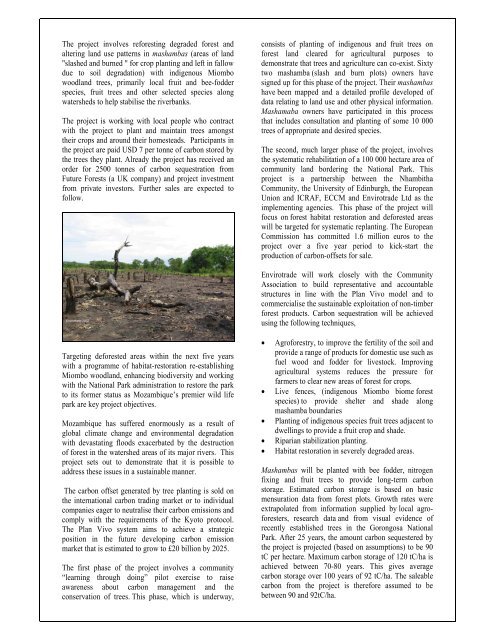 First leaflet on the flagship project in Mozambique - Envirotrade