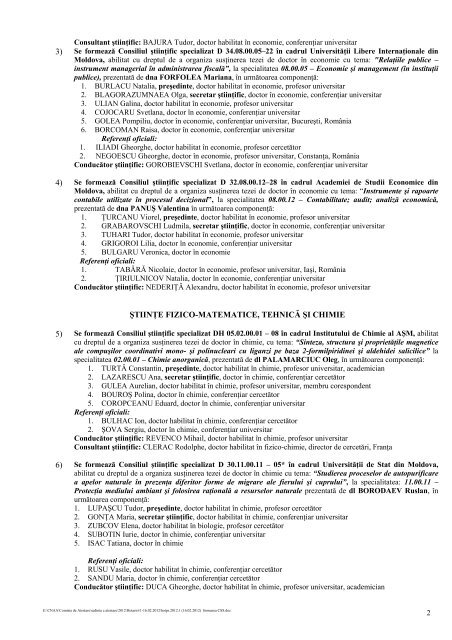 Hotărârea u privire la formarea consiliilor ştiinţifice specializate ad ...