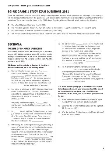 sgi-uk grade 1 study exam questions 2011 section a - SGI-UK E ...