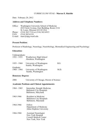 CURRICULUM VITAE - Marcus E - Neuroimaging Laboratory