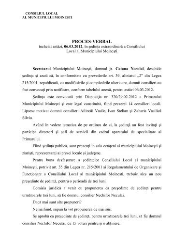 Proces Verbal Sedinta Extraordinara din 06 ... - PrimÄria MoineÅti