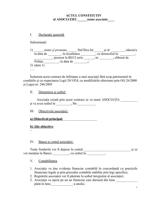 Act constitutiv - MODEL