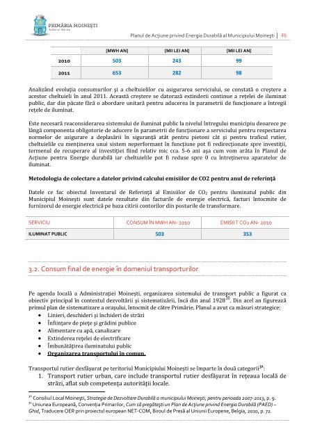 Planul de AcÅ£iune privind Energia DurabilÄ al Municipiului MoineÅti ...