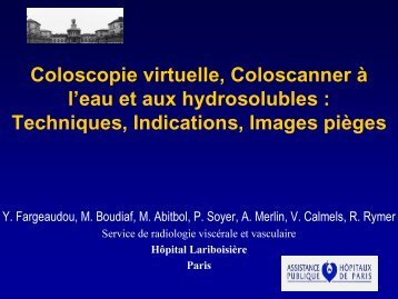 Coloscopie virtuelle, Coloscanner Ã  l'eau et aux hydrosolubles ...