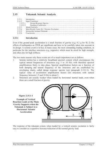 2.15 Tokamak Seismic Analysis