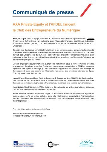 Communiqué de presse - Axa Private Equity