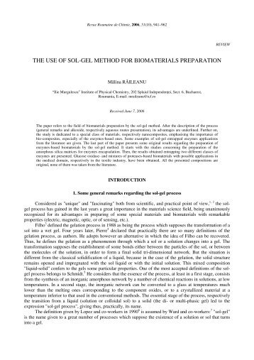 the use of sol-gel method for biomaterials preparation - Revue ...