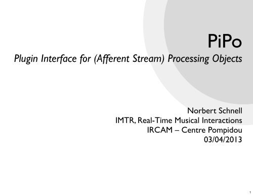 Plugin Interface for (Afferent Stream) Processing Objects - IMTR